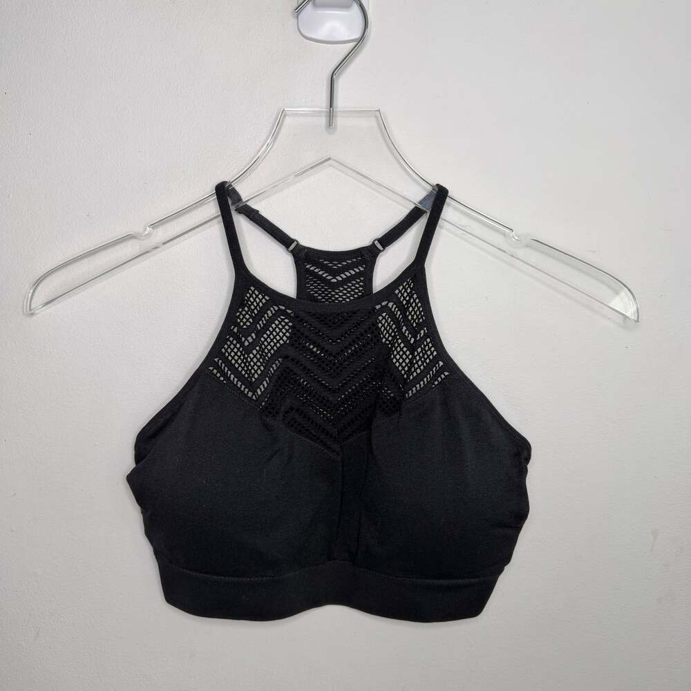 SO Intimates Black Stretch Padded Bralette Bra Boho Festival Crop Top Size Large